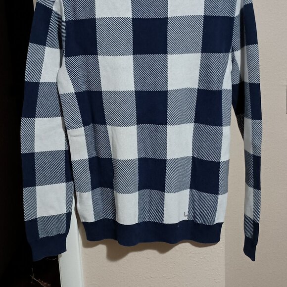 J Crew Teddie Sweater Women Size Medium Blue/White Checkered - Picture 12 of 12
